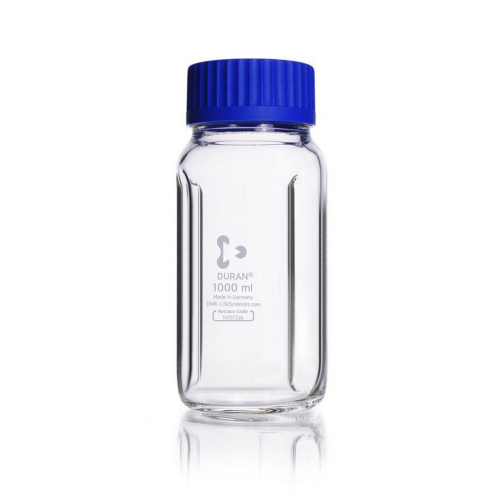 Baffled Wide-mouth bottles, GLS 80®, DURAN®, with screw cap