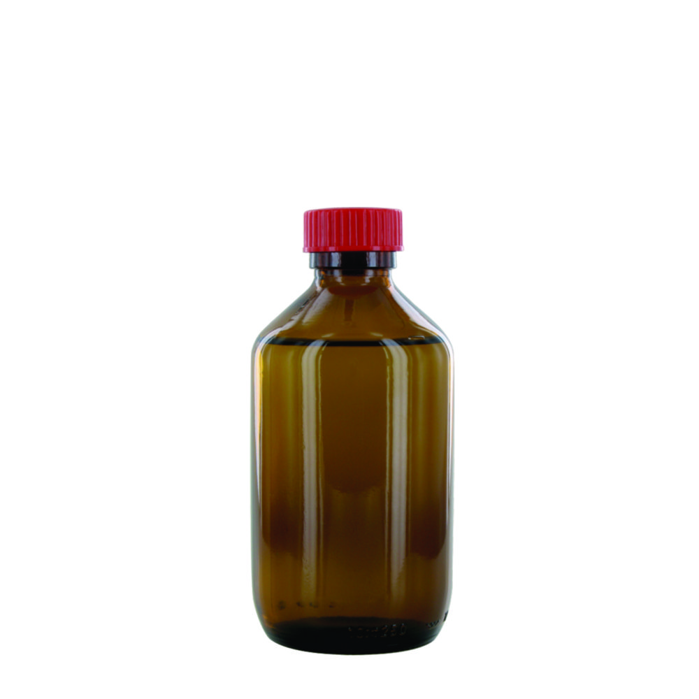 Narrow-mouth bottles, glass, amber, PTFE-lined screw caps