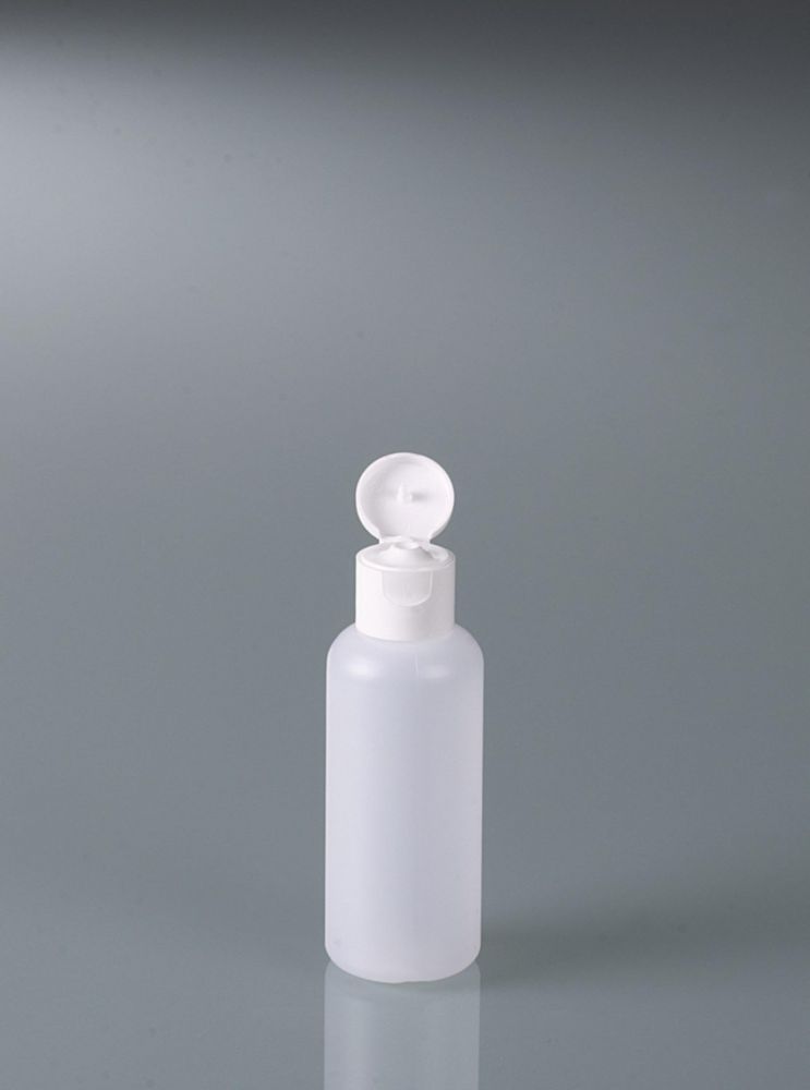 Round bottles, HDPE, with snap closure, PP
