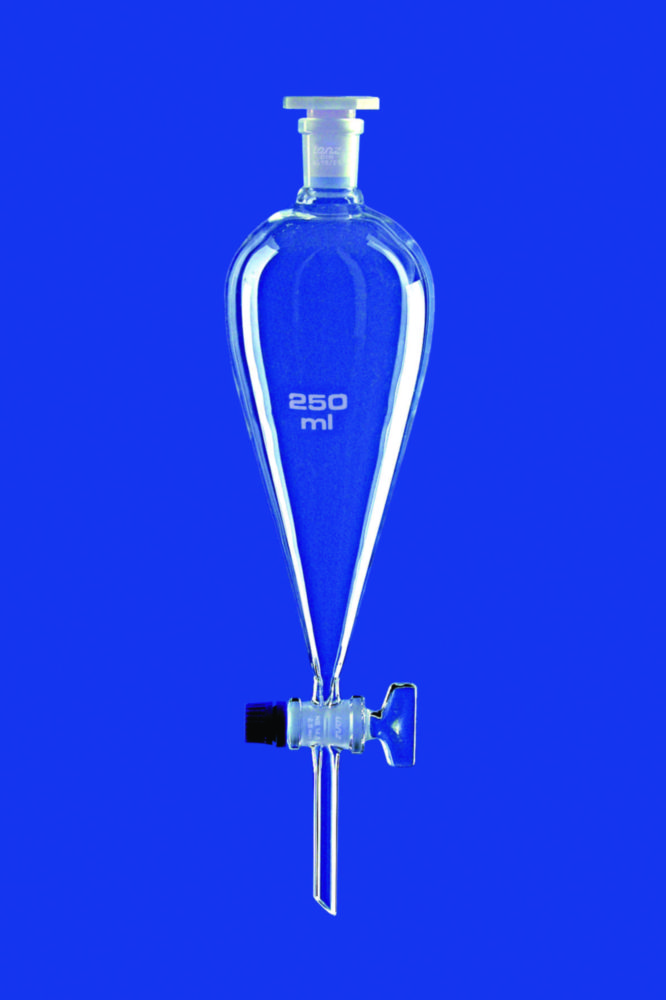 Separating funnels acc. to Squibb, with glass plug, borosilicate glass 3.3