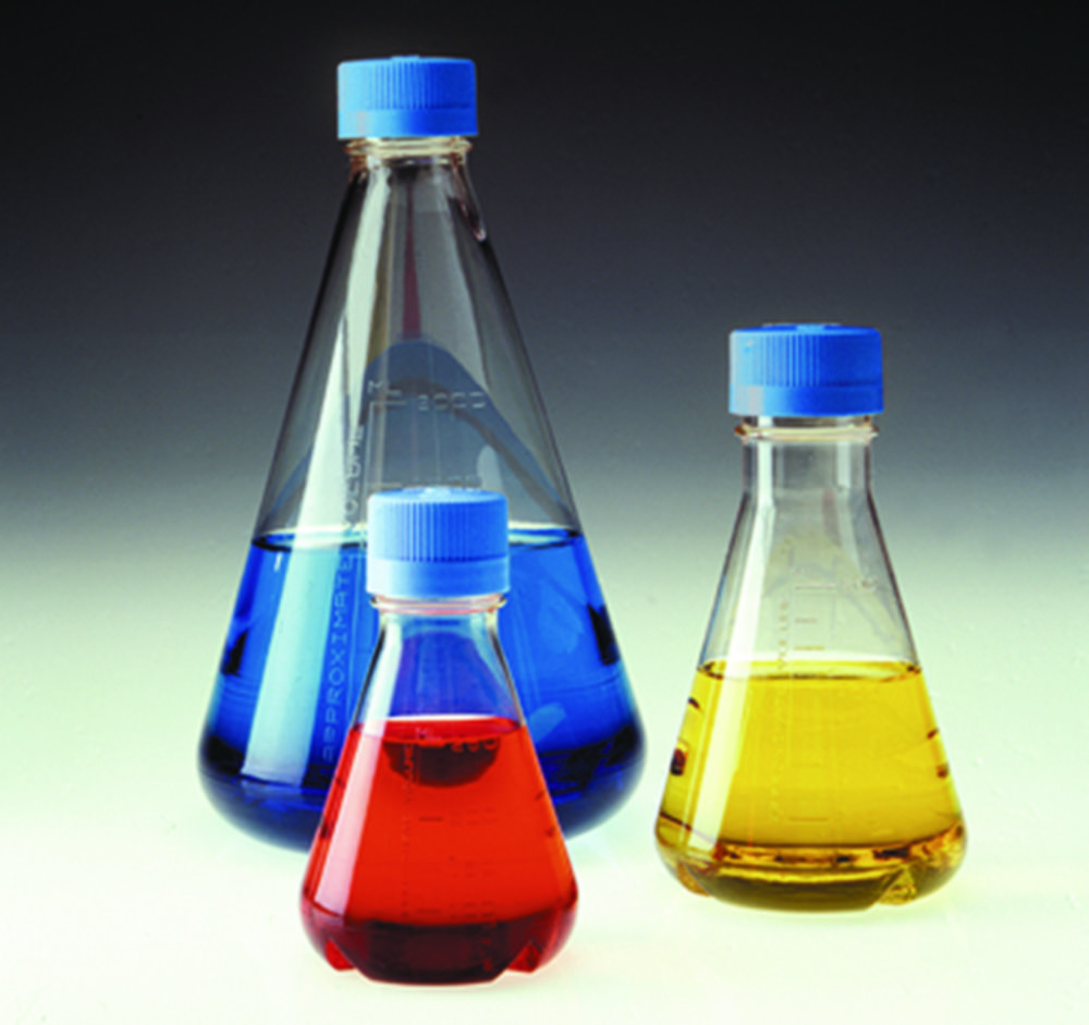 Erlenmeyer-Kolben Nalgene™ mit Belüftungs-Schraubverschluss, PETG, steril, mit Schikanen