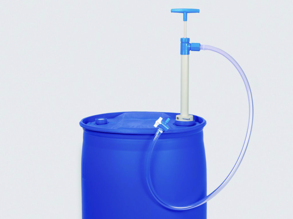 Barrel pumps, PP, with flexible, PVC dispensing hose and stopcock