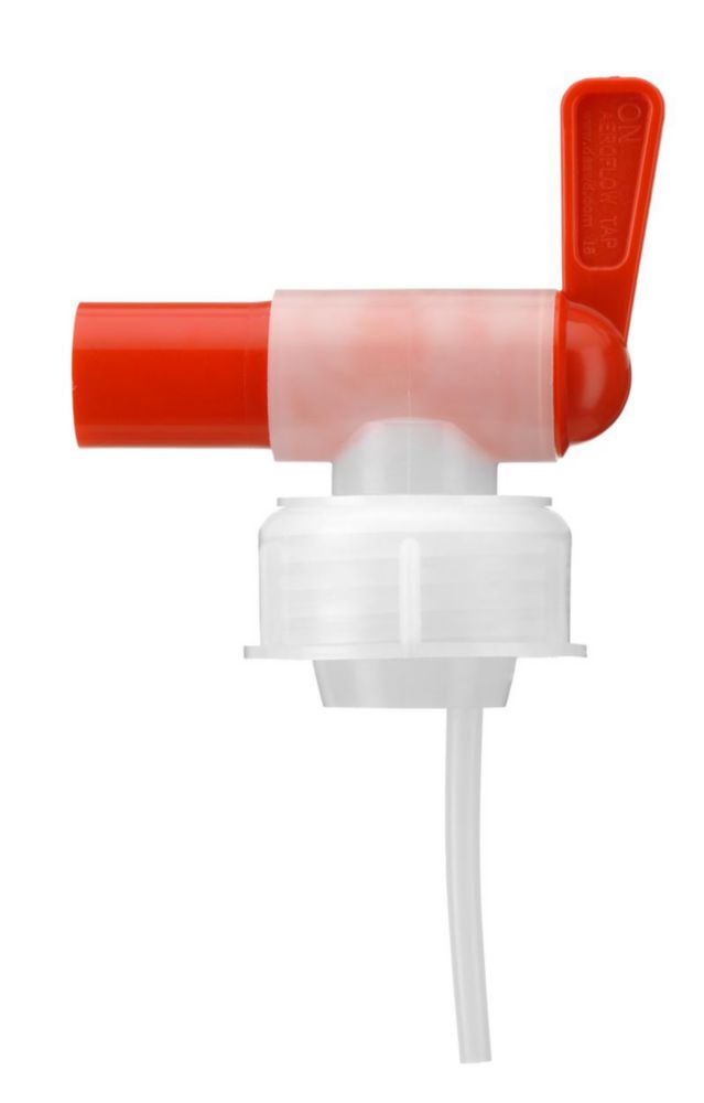 Screw caps, HDPE, with red stop cock