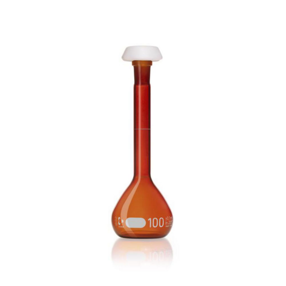 Volumetric flask DURAN®, amber glass, class A, white graduated