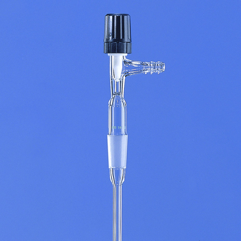 Gas inlet tube with valve stopcock, DURAN® tubing