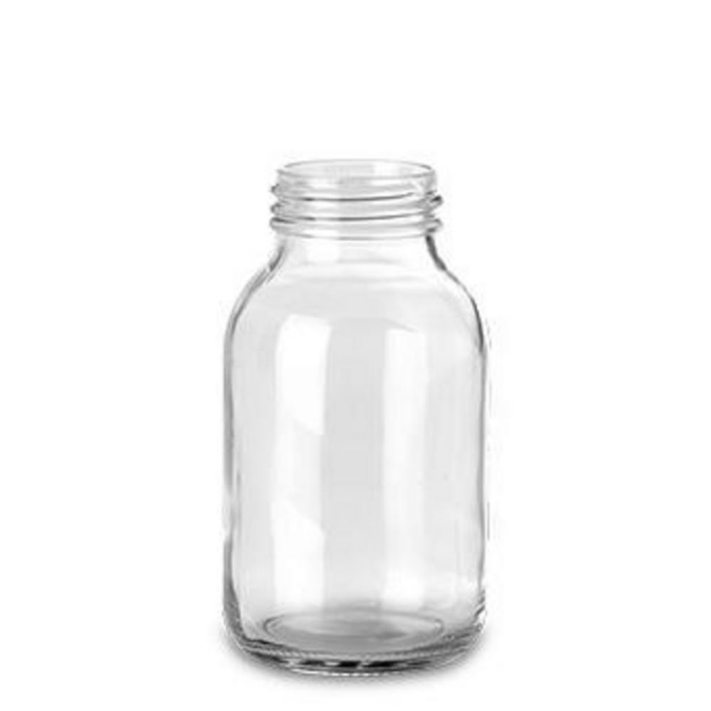 Wide-mouth bottles without closure, soda-lime glass
