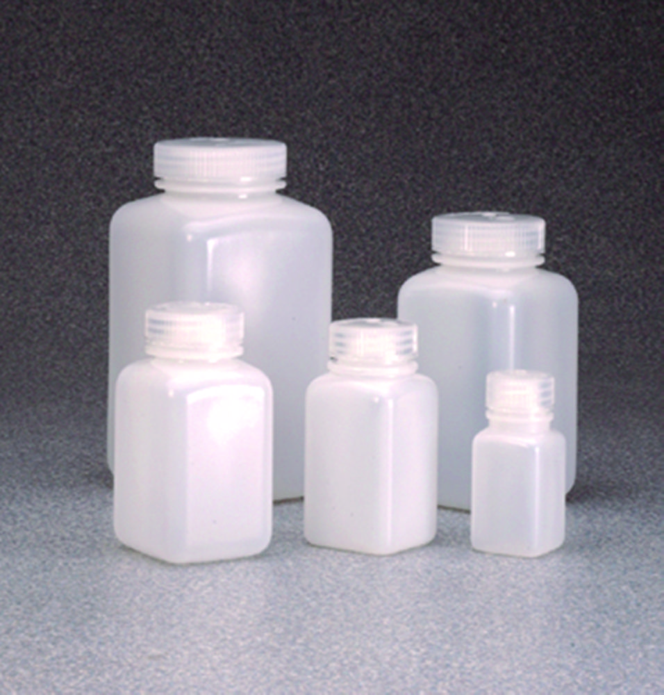 Square bottles, wide-mouth Nalgene™, HDPE