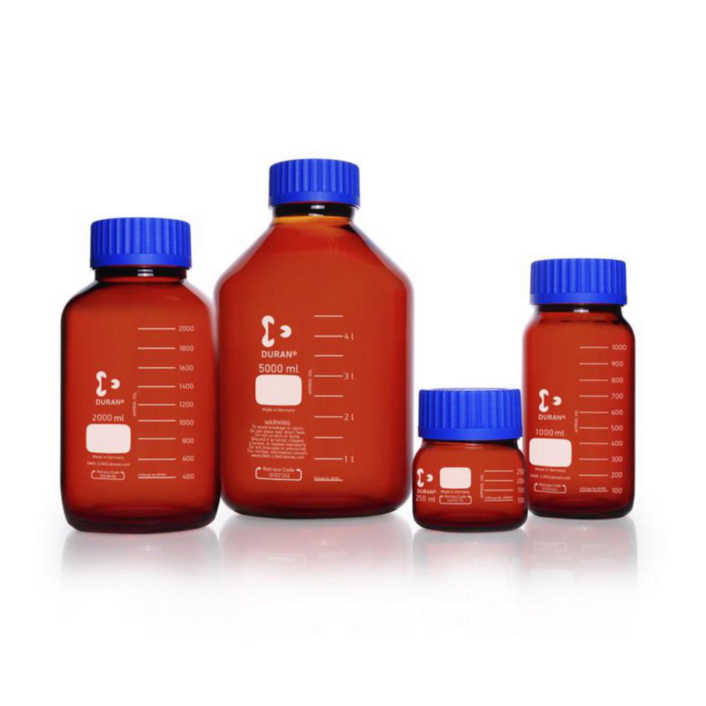 Weithalslaborflaschen GLS 80®, DURAN®, braun, mit Schraubverschluss