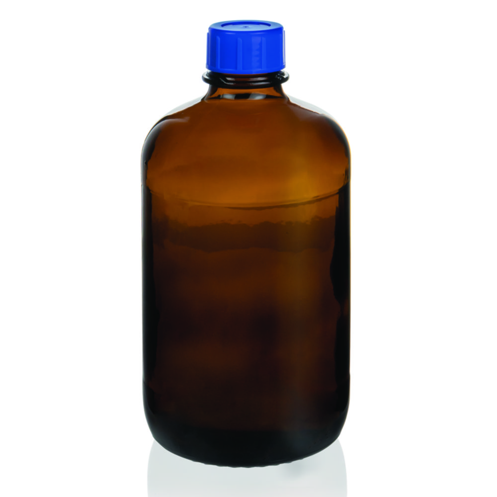 Threaded bottle, soda-lime glass, amber
