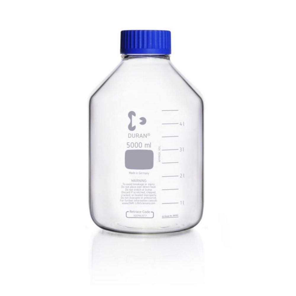 Wide-mouth bottles with GLS 80® neck, DURAN®, clear, with screw cap