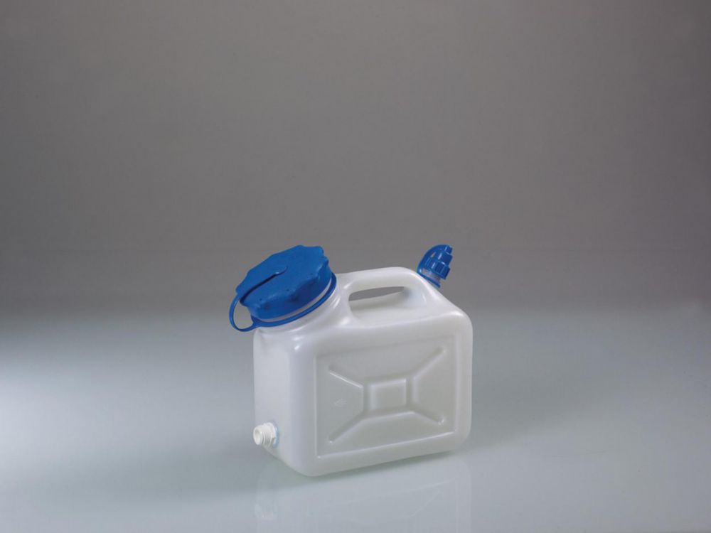 Wide-necked jerrycans, HDPE, with threaded connector and ventilation