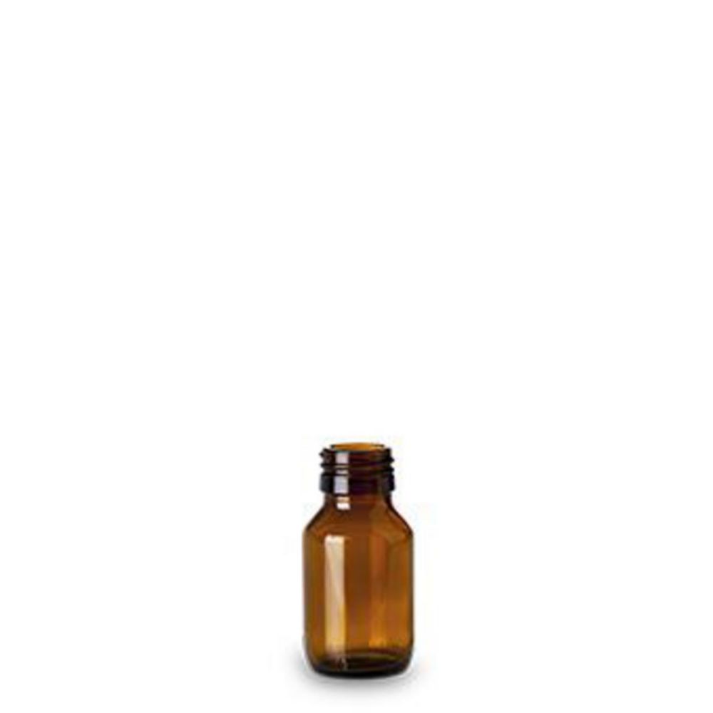 Narrow-mouth bottles without closure, soda-lime glass, brown, PP 28
