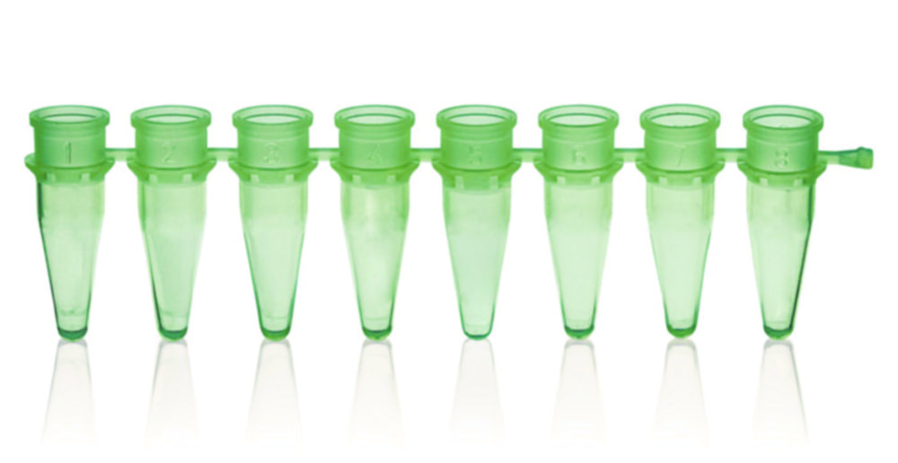 PCR tubes strips of 8, PP, without caps