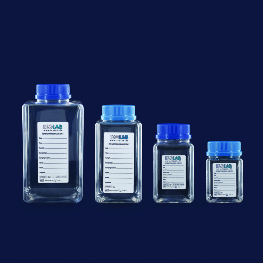 Water sample bottles, PP, with sodium thiosulfate, bulk packed, brown