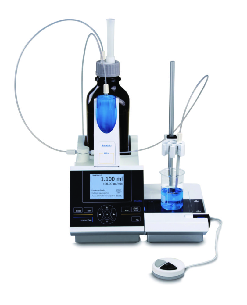 Motorkolbenbürette TITRONIC® 500, mit Magnetrührer TM 235 und 20 ml Wechseleinheit WA 20