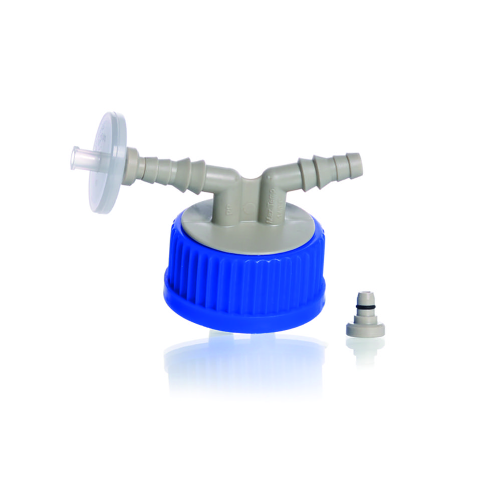Screw cap, GL45, with 2 hose connections, PP
