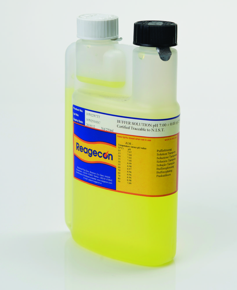 Technische pH-Pufferlösung in Twin-Neck-Dosierflaschen